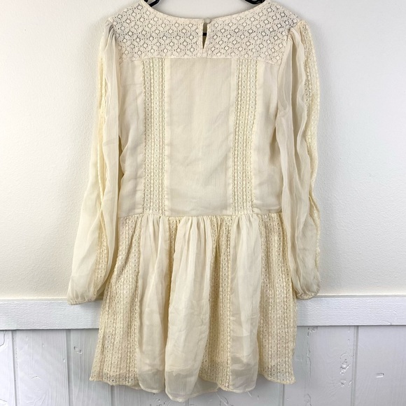 Free People Leigh Chiffon Embroidered Lace Mini Dress — Ivory (M) - Picture 7 of 7